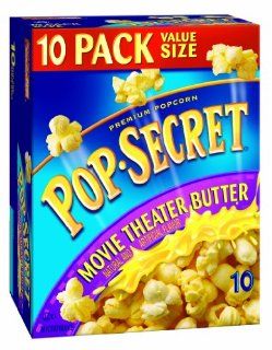 Pop Secret Movie Theatre Butter Flavor, Microwavable Popcorn, 10 Count, 32 Ounce Box (Pack of 2)  Popcorn Movie Theater Butter  Grocery & Gourmet Food