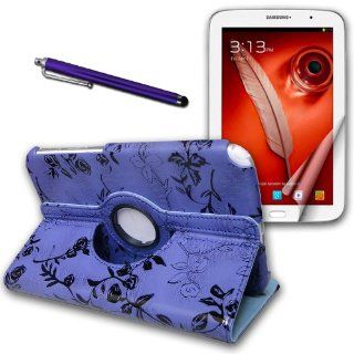 For SAMSUNG GALAXY NOTE 8.0 GT N5110 (GT N51xx) FANCY PU Leather CASE COVER W/ Build in 360 Rotating Stand (Blue  PURPLE) plus 2 Screen Protectors and STYLUS FASHION LINE Computers & Accessories