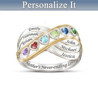 Personalized Crystal Birthstone Ring with Names A Mother's Never Ending Love Jewelry Products Jewelry