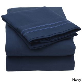 Bed Bath N More Embroidered 4 piece Bed Sheet Set Blue Size King