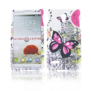Lg P769 (Optimus L9) Two Pink Butterflies Protective Case Cell Phones & Accessories