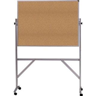 Ghent 4' x 6' Aluminum Frame Mobile Reversible Free Standing Double Sided Natural Corkboard  Combination Presentation And Display Boards 