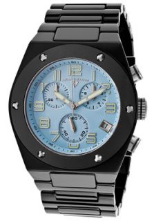 Swiss Legend 10028 BKBBLSA  Watches,Mens Throttle Chronograph Baby Blue Dial Black Ceramic, Chronograph Swiss Legend Quartz Watches