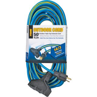Prime Wire & Cable 50-Ft. Outdoor Extension Cord with Triple Tap, Model# KC606730  Extension Cords