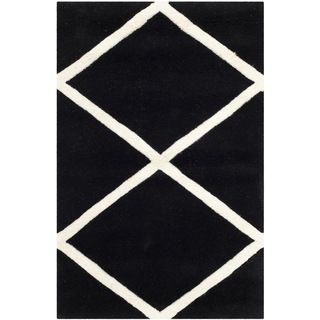 Safavieh Handmade Moroccan Chatham Black/ Ivory Wool Area Rug (3 X 5)