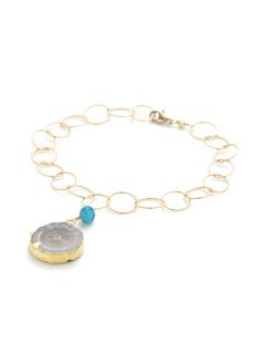 Amethyst Stalactite Disc Charm Bracelet by Alanna Bess Jewelry