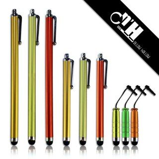 Ollow Hollow(TM) bundle of 9pcs colors long size universal Capactive stylus/styli for touch screen smartphones and tablets, 3 colors mixed size in pack  golden,orange,green Computers & Accessories