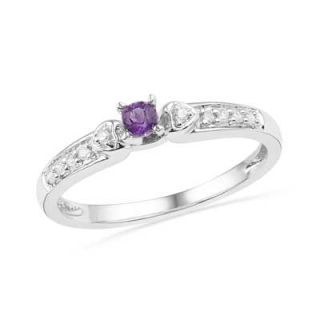 Amethyst and Diamond Accent Promise Ring in 10K White Gold   Zales