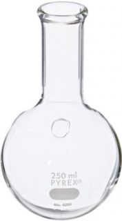 Corning Pyrex Borosilicate Glass Long Neck Round Bottom Boiling Flask, 250ml Capacity Science Lab Boiling Flasks