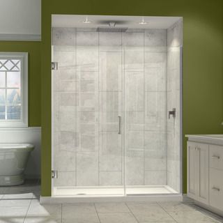 Dreamline Unidoor Plus 72 In. H X 56   57 In. W Frameless Hinged Shower Door, Clear Glass