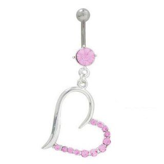 Dangling Heart 14 gauge Belly Button Ring Surgical Steel   YO37810 Jewelry Products Jewelry
