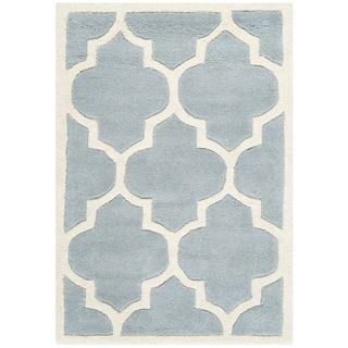 Safavieh Handmade Moroccan Chatham Blue/ Ivory Geometric patterned Wool Rug (23 X 5)