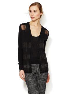 Lace Striped Wool Cardigan by Valentino