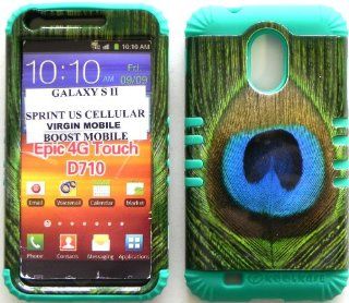 Double Impact Hybrid Cover Case Peacock Design Snap on Over Teal Soft Silicone Samsung S2 Galaxy Epic 4g Touch D710 R760 for Sprint/boost Mobile/virgin Mobile/us Cellular Cell Phones & Accessories