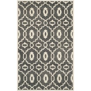 Safavieh Handmade Moroccan Chatham Trellis pattern Dark Gray/ Ivory Wool Rug (5 X 8)