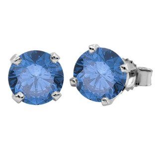 1.00 CT ROUND CUT BLUE NATURAL DIAMOND STUDS EARRINGS Jewelry
