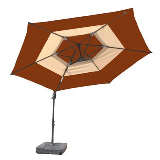 At Leisure 10 foot Round Tuscan Orange And Tan Umbrella With Base Orange Size 10 foot