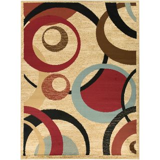 Beige Contemporary Abstract Design Area Rug (53 X 70)