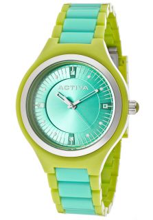 Activa AA201 014  Watches,Womens Turquoise Dial Lime Green & Turquoise Plastic, Casual Activa Quartz Watches
