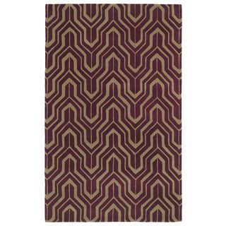 Hand tufted Cosmopolitan Plum/ Camel Wool Rug (2 X 3)