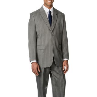 Don Mart Clothes Stacy Adams Mens Grey Stripe 3 piece Vested Suit Grey Size 40R