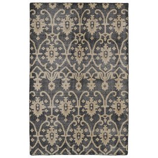Hand knotted Vintage Replica Charcoal Wool Rug (40 X 60)