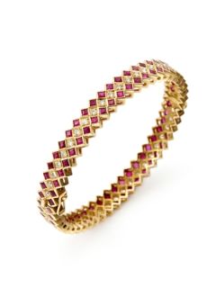 Ruby & Diamond Hinged Bangle Bracelet by Amrapali