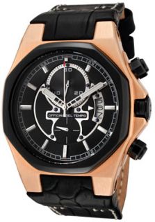 Officina Del Tempo OT1028 11N  Watches,Mens Race Chronograph Black Leather, Chronograph Officina Del Tempo Quartz Watches