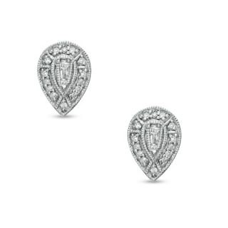 10 CT. T.W. Diamond Vintage Style Pear Shaped Stud Earrings in