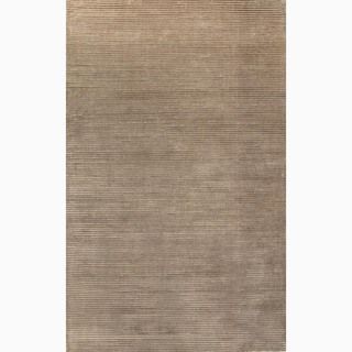 Handmade Solid Pattern Taupe/ Tan Wool/ Art Silk Rug (2 X 3)