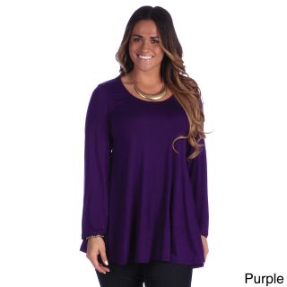 24/7 Comfort Apparel 24/7 Comfort Apparel Womens Plus Size Long Sleeve Tunic Purple Size 1X (14W  16W)