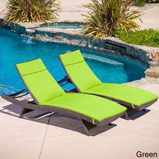 Christopher Knight Home Outdoor Brown Wicker Adjustable Chaise Lounge With Cushion (set Of 2)