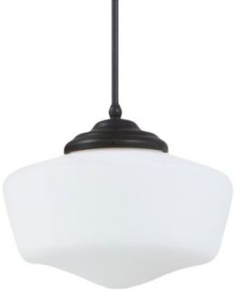 Sea Gull Lighting 65437BLE 782 Pendant with White Schoolhouse Glass Shades, Heirloom Bronze Finish   Ceiling Pendant Fixtures  