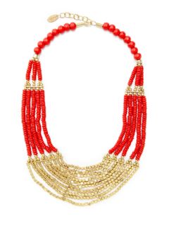 Acrylic & Gold Bead Bib Necklace by Cara Couture Jewelry