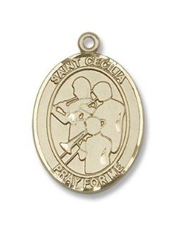 St. Cecilia Sports Marching Band 14kt Gold Medal Patron Saint of Musicians & Singers. Catholic Saint Cecilia Patron Saint of Musicians, Music, Music Players, Composers, Vocalists. Jewelry