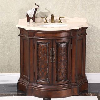 Legion Furniture Natural Stone Top 38 inch Single Sink Vintage Style Bathroom Vanity Beige Size Single Vanities