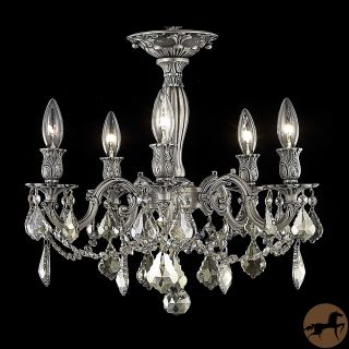 Christopher Knight Home Meilen 5 light Royal Cut Gold Crystal And Pewter Flush Mount
