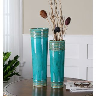 Thane Teal Green Ceramic Vases (set Of 2)