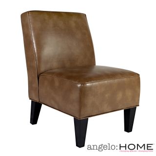 Angelohome Dover Milk Chocolate Brown Renu Leather Armless Chair