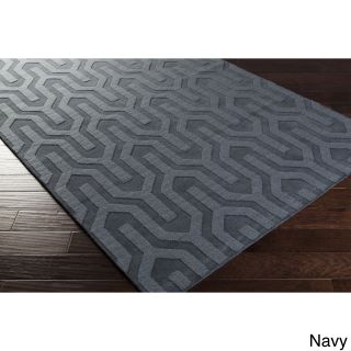 Hand Loomed Daix Solid Tone on tone Geometric Wool Area Rug (2 X 3)