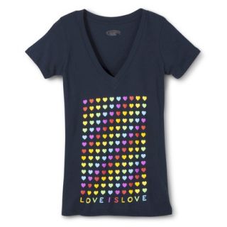Womens Rainbow Heart V Neck T Shirt