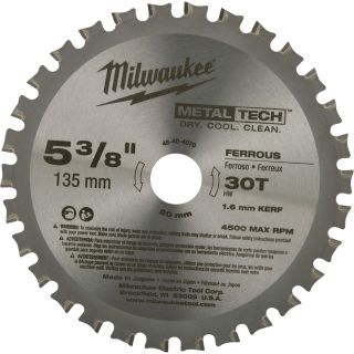 Milwaukee Circular Saw Blade — 5 3/8in. Dia., 30T, Ferrous Metal Cutting, Model# 48-40-4070