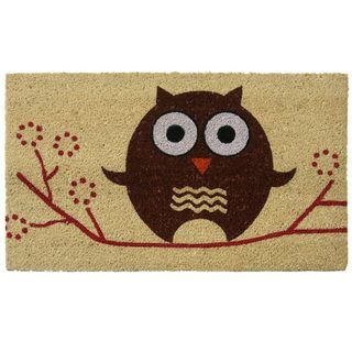 Rubber cal Coco Coir Hooos There? 18 X 30 Owl Doormat