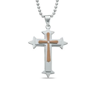 Diamond Accent Cross in Two Tone Stainless Steel  24   Zales