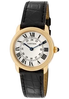 Cartier W6700355  Watches,Womens Ronde Solo Silver Dial Black Alligator, Luxury Cartier Quartz Watches