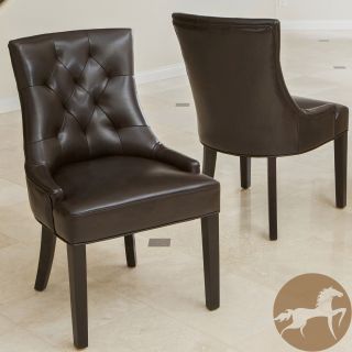Christopher Knight Home Hayden Tufted Brown Leather Dining Chair (set Of 2)