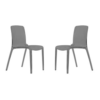 Laos Polycarbonate Transparent Black Dining Chairs (set Of 2)