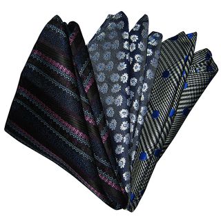 Dmitry Mens Black/gray Italian Silk Pocket Squares (pack Of 3)
