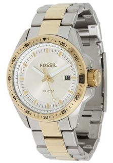 Fossil AM4372  Watches,Mens Silver Dial Silver & Gold Tone Stainless Steel, Casual Fossil Quartz Watches
