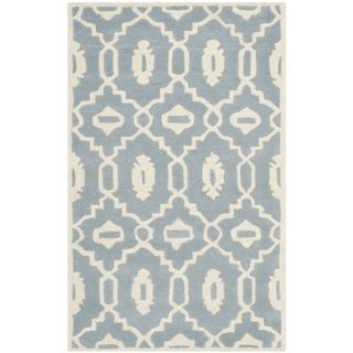 Safavieh Handmade Moroccan Chatham Rectangular Blue/ Ivory Wool Rug (3 X 5)